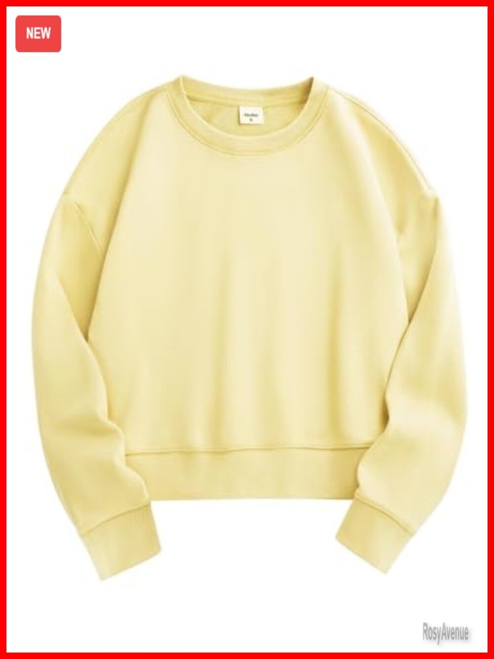 Cropped Crewneck Sweatshirt Cotton Blend Relaxed Fit Long Sleeve Pullover
